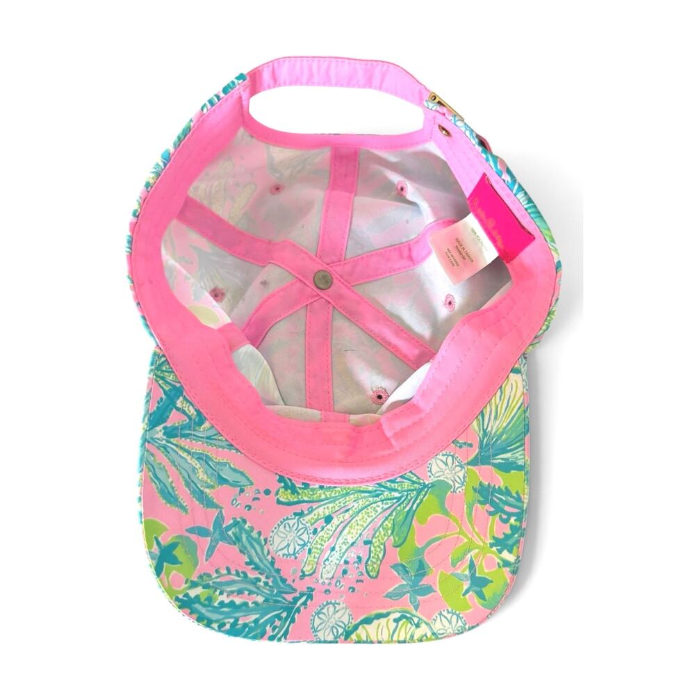 Lilly Pulitzer Run Around Baseball Hat Cap Pink And Blue Tropical Print - Picture 5 of 6